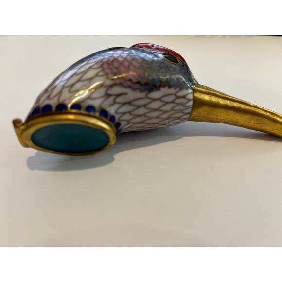 Vintage Cloisonne Trinket Box Bird Head Duck - Picture 5 of 7